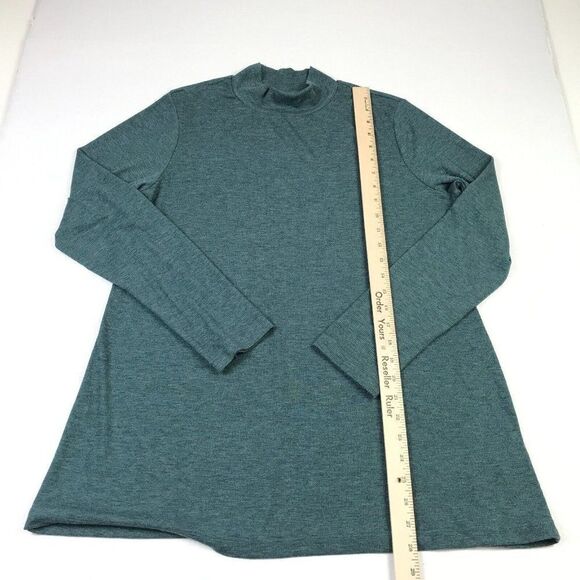LOGO Lori Goldstein Womens Mock Neck Knit Top Green Long Sleeve Shirt L Large - Picture 5 of 11